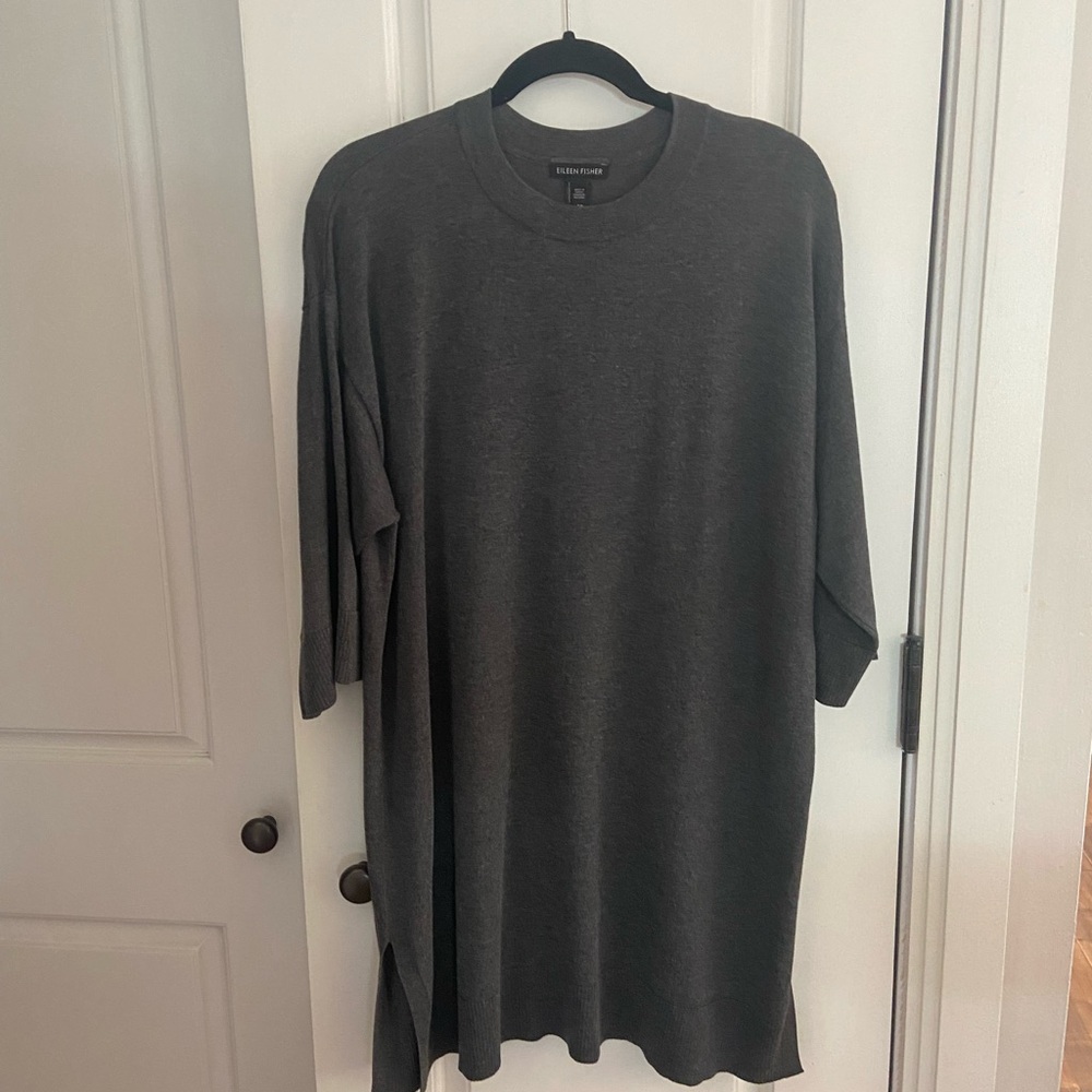 Eileen Fisher Dark Gray Oversized Sweater Dress